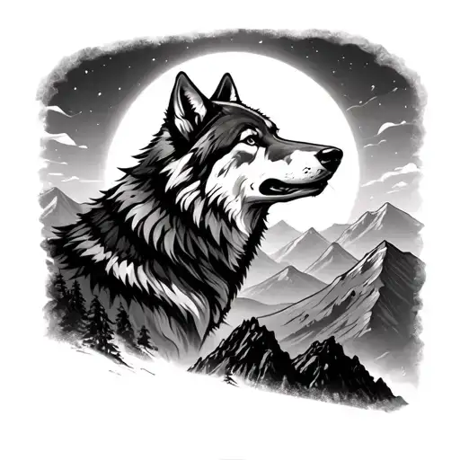 Lone Wolf On A Moutain