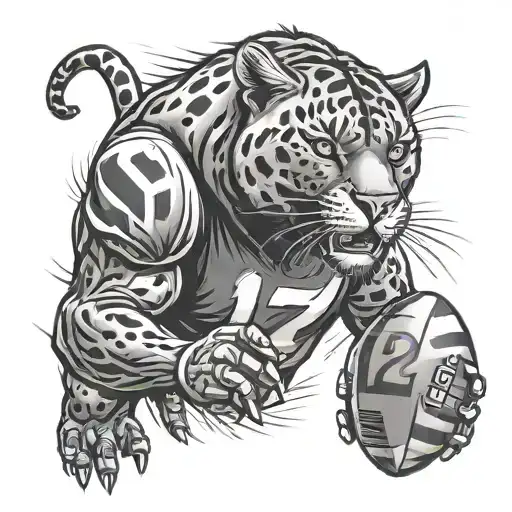 Football And Panther Holding Jersey Number 12
