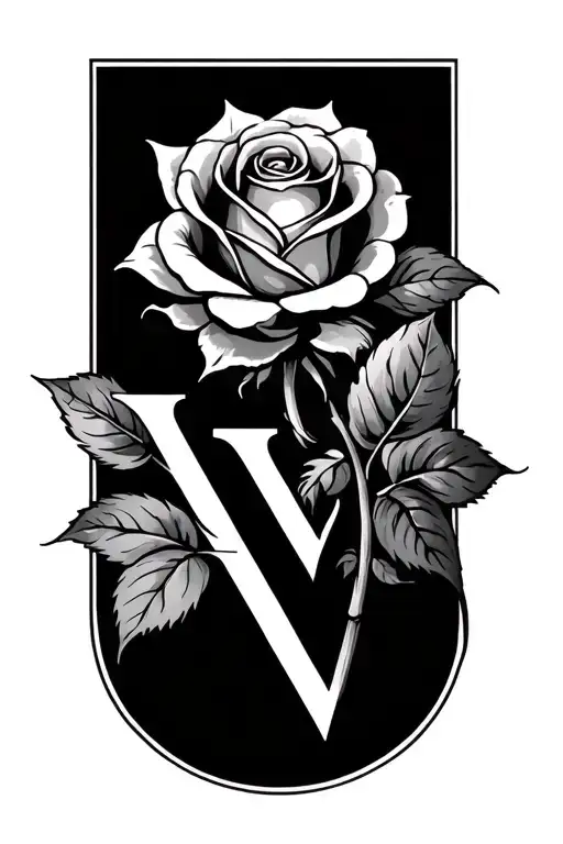 A Rose Without Thorns With The Letter V