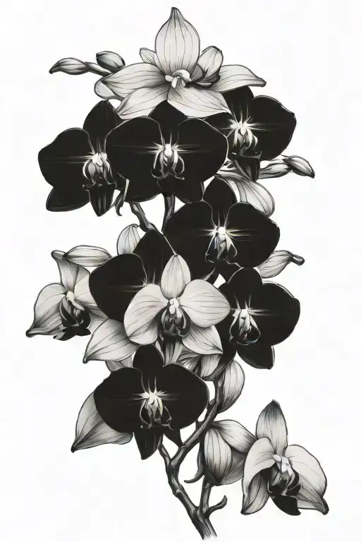 Thin Fine Line Orchids Intertwined For Spine