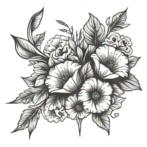 Arrow With Morning Glory And Poppy Flowers