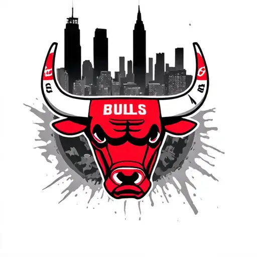 Chicago Bulls Logo With Chicago Skyline