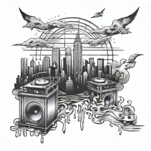 The New York Skyline With A Dj Booth Integrated Into It