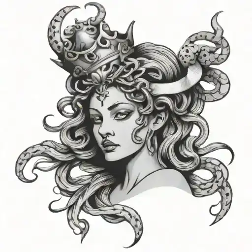 Medusa With A Crown Attacking With Bandages On Her Arms