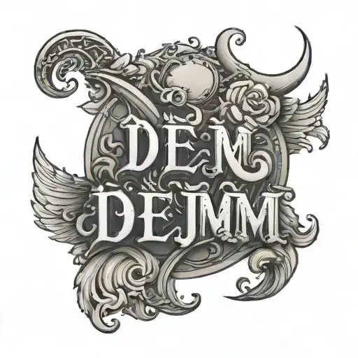 The Word Dejm With The Crescent Moon