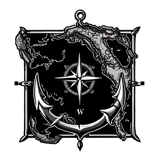 Nautical Map Outline Of Gulf Of Mexico And Anchor And Compass Ideas