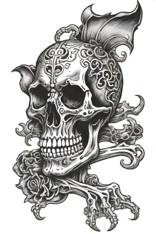 Eight Note Skeleton Skull Is Note Head And Tail Is Spine