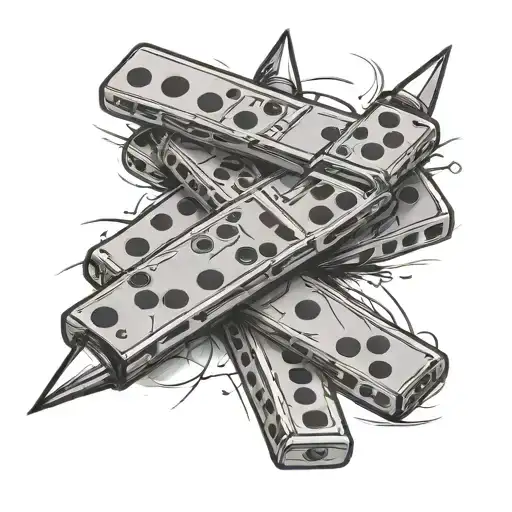 4 Dominoes With Dagger Piercing Then Horizontally