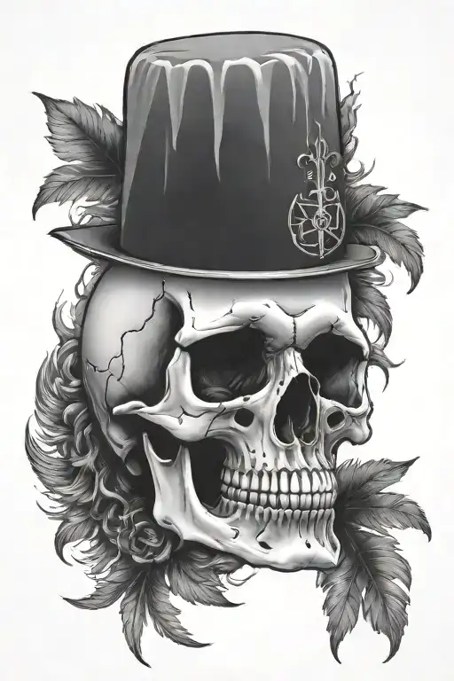 Realistic Skull With Cross Behind The Head Surrounded With Smoke