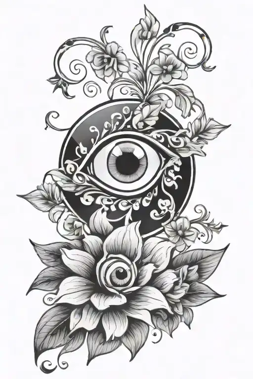 Evil Eye With Flowers And A Name