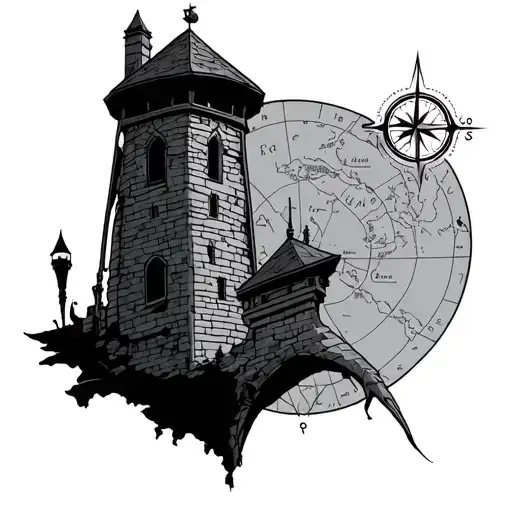 The Utebo Tower With A Compass And Map