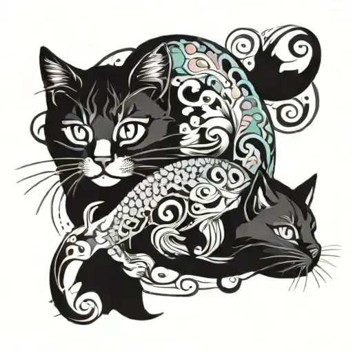 Pisces And Cat Bright Colors