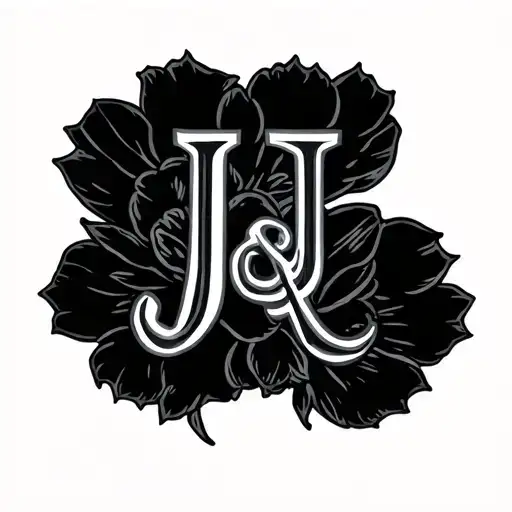 Tattoo For Ring Finger In Black And Grey Include Initials J & J