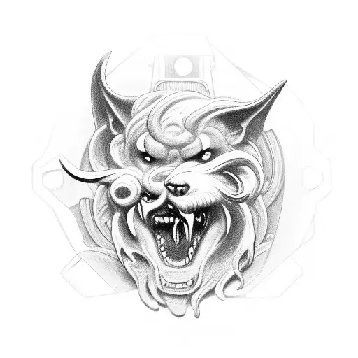 Cerberus Inside An Old School Clock