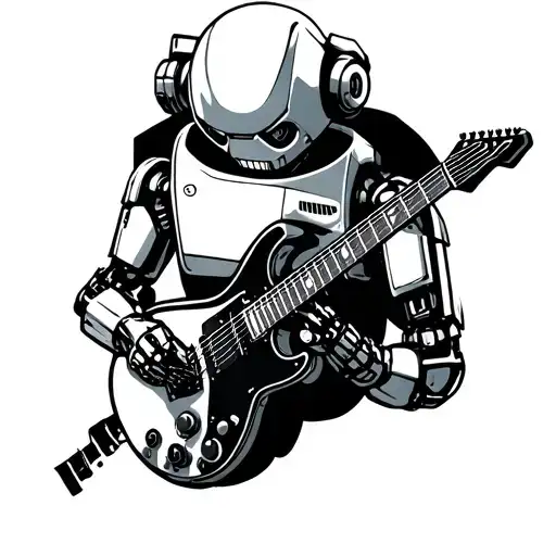 Robot Playing Electric Guitar Merging