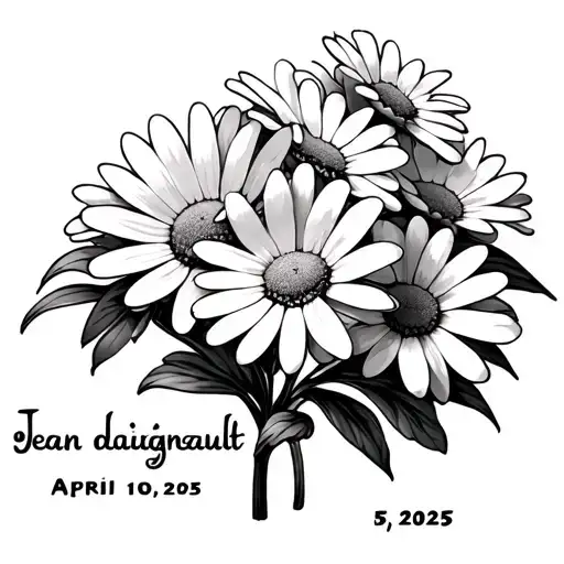 Daisy Flowers With The Name Jean Daigneault And The Date April 10 2025