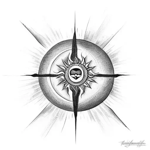 A Sun And Moon Merging Together With A Silhouette Of A Butterfly In The Center