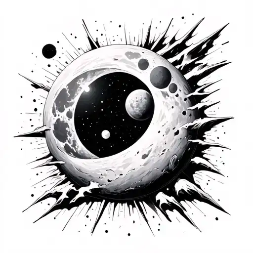 Mars And Moon Crashing Into Each Other Representing