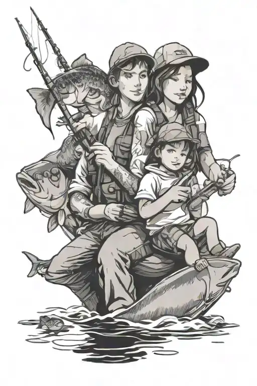 Daughter And Son Fishing