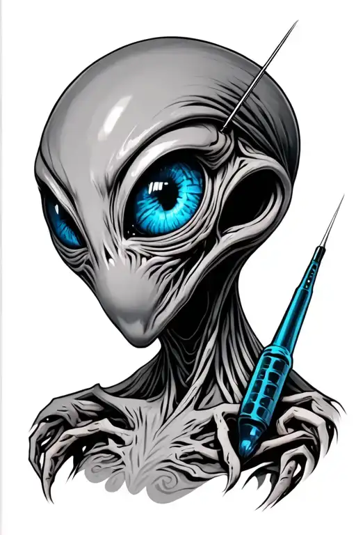 Blue Eyed Alien With Anal Probe