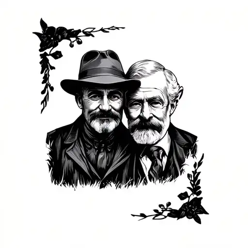 Make Me A Minimalist Tattoo Representing Min Father And My Grandfather In An Agricultural Style
