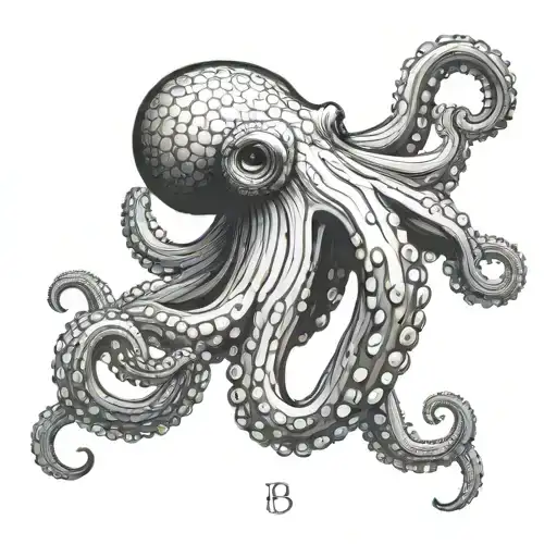 A Tatto Of A Octopus Climbing Up On A Thigh