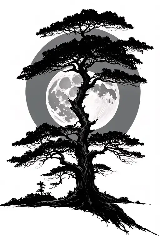 Full Moon Behind Trees