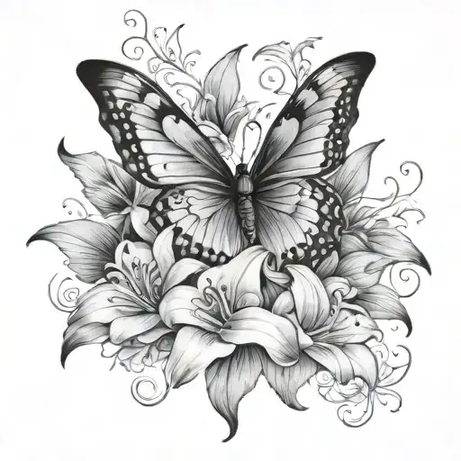 Lillies Rose Butterfly