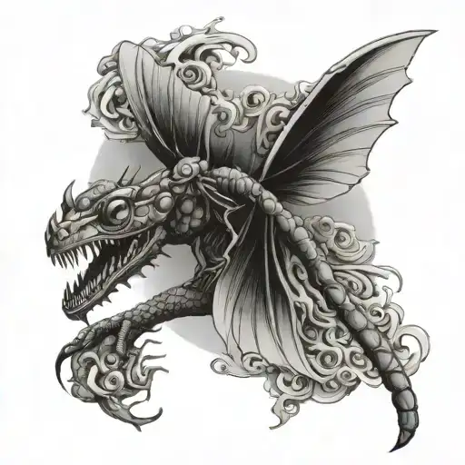 Half Dragonfly Half Dragon Flying