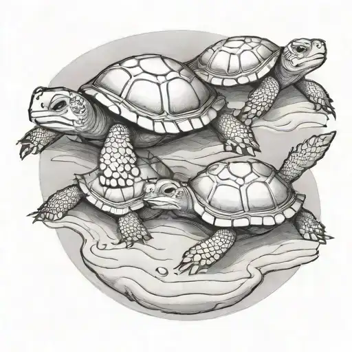 Baby Turtles Walking In Sand