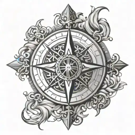 Viking Compass Rose With Intricate Details