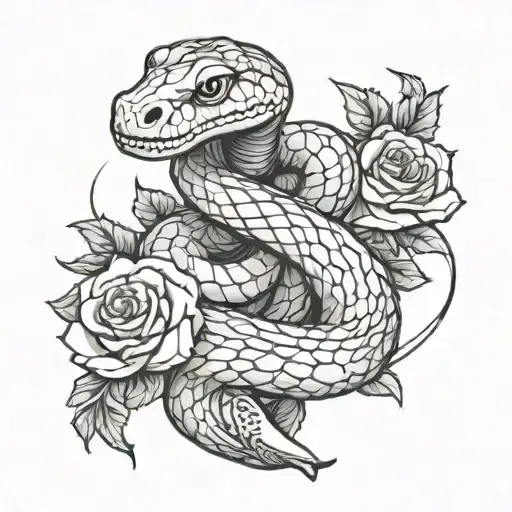 Snake With Rosses And Dagger
