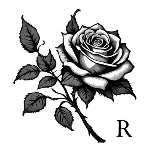 2 Rose With Letter R In Them Vine