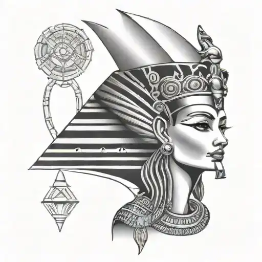 Egyptian Nefertiti With Ancient Egyptian Symbols