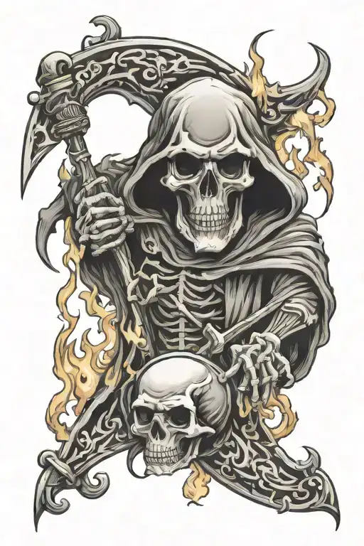 Skulls Grim Reaper Gambling Flames Death Rock Music