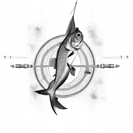 A Black-grey Design Of A Fish Archer Aiming At A Target Made Of Binary Code