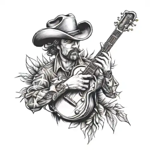 Create A Tattoo Design Inspired By Country Music And Pilot Occupation