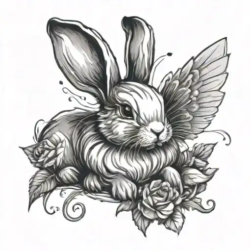 Cute Lop Rabbit With Fairy Wings