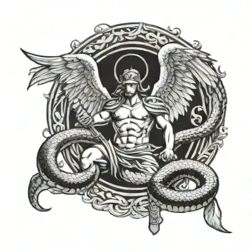 Saint Micheal Slaying Snake