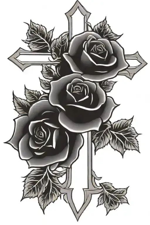 Western Cross And Roses