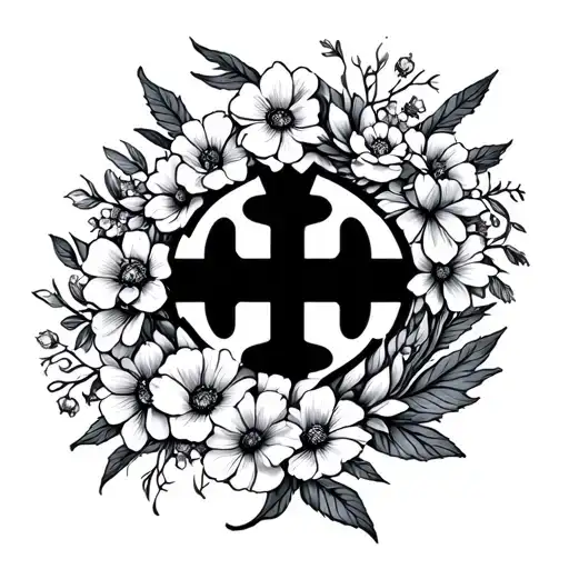 Psychology Symbol And Dainty Florals Forming The Shape