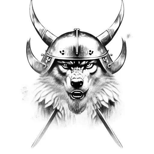 Viking Warrior Wearing A Dead Wolfs Head Like A Hat