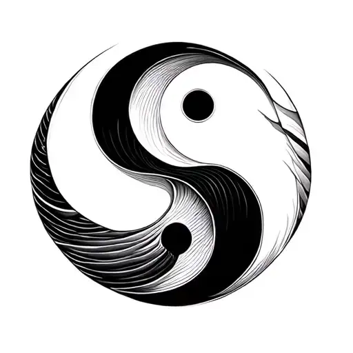 Circle Ying Yang Made Of Waves