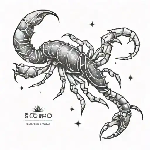 A Celestial-inspired Tattoo Design Incorporating The Scorpio Constellation And Elements Of Art