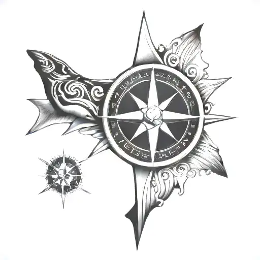 Simple Compass With Polynesian Shark Tooth