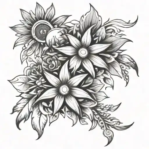 Philippine Flowers With Sun And 3 Stars Forming