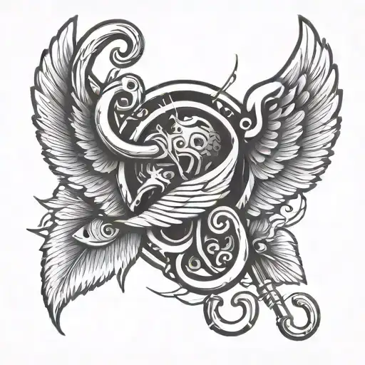 Fishing Hook With Angel Wing On It