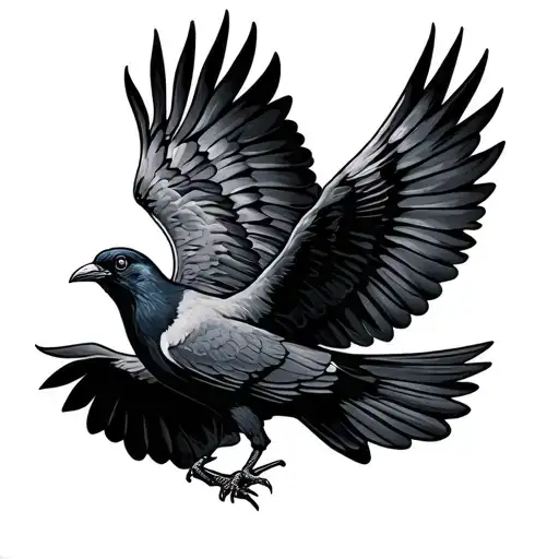 Dove Pouncing On A Crow While Flying