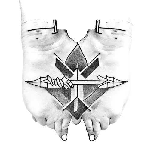 Forearm Bracelet Tattoo With Three Black Lines And An Arrow Crossing Them