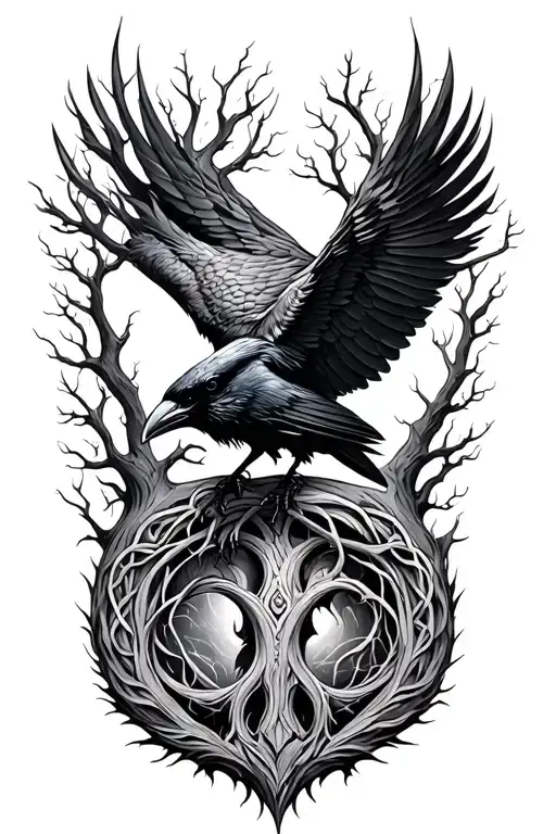 Raven And Norse Tree Of Life